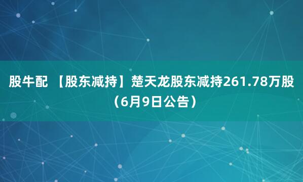 股牛配 【股东减持】楚天龙股东减持261.78万股（6月9日公告）
