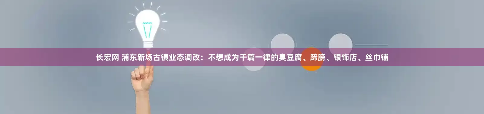 长宏网 浦东新场古镇业态调改：不想成为千篇一律的臭豆腐、蹄膀、银饰店、丝巾铺